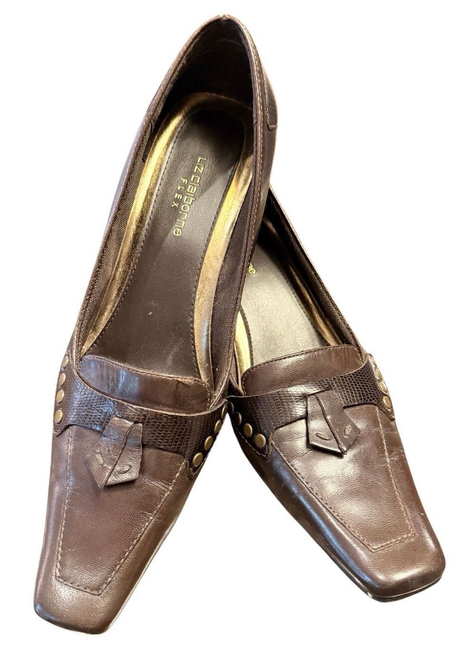 Liz Claiborne Flex Leather Pumps Brown Sz. 7 Professional Preppy